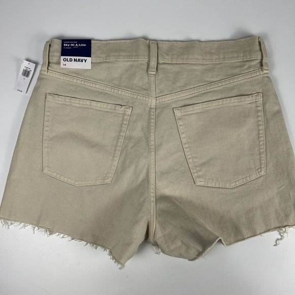 Old Navy Tan Shorts Women’s 14 Sky Hi A Line Button Fly‎ 3” Cut Off Higher Rise - Picture 3 of 12
